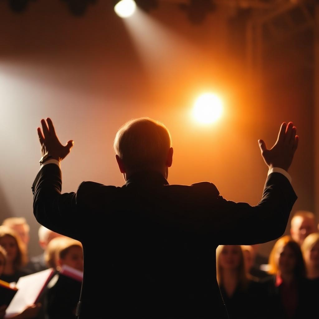 Il direttore dirige il coro durante un concerto